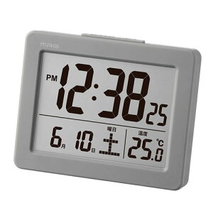 【クロック】T-779-GY-Z ノア精密 MAG デジタル目覚まし時計 ブリム グレー 非電波式【単4形アルカリ乾電池2本】