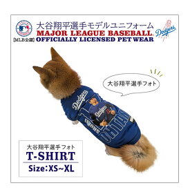 【ペット用品】P-0849790220775 ファンタジーワールド MLB公式 ドジャース 大谷翔平選手モデル ユニフォーム フォトTシャツ Sサイズ 【ペット用野球ウェア】