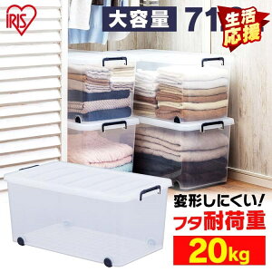 タフキャリー TFC-390ネイビー/クリア アイリスオーヤマ 衣装ケース 頑丈 大型 収納ケース キャスター付き 幅39×奥行74×高さ35cm 衣類 収納 蓋付き クローゼット 押入れ プラスチック 透明 衣類