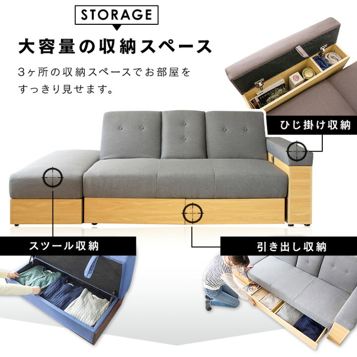 楽天市場】≪クーポン利用で37,980円〜☆10日まで≫ソファ ベッド 収納 
