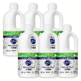 【6個セット】食器用洗剤 花王 ナチュラルデイズ キュキュット Natural Days+除菌 無香性 つめかえ用 1250mlまとめ買い 詰替え用 クエン酸配合 キュッと実感 ecoペコボトル プラス除菌 キッチン洗剤 KAO