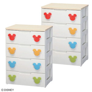 【チェスト タンス 4段 引き出し】 【欠品商品】 【2個セット】 【ディズニー】 キッズチェストMHG-554 ミッキーアイリスオーヤマ (・・引き出し) 収納ケース 収納ボックス