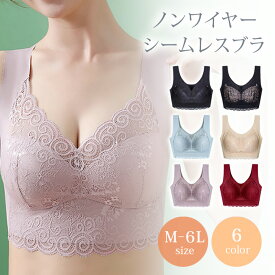 大きいサイズ レディース ナイトブラ 育乳 ブラジャー シームレス ノンワイヤー M L LL 3L 4L 5L 6L ブラック ベージュ ブルー ピンク レッド 全6色 再入荷 ネコポス可