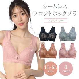 【10%OFF】大きいサイズ レディース ナイトブラ 育乳 シームレスブラ フロントホック ノンワイヤー L LL 3L 4L 5L 6L ブラック ブルーグレー テラコッタ ピンク 再入荷 ネコポス可