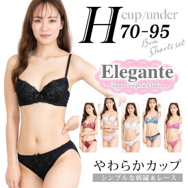 【10%OFF】大きいサイズ レディース ブラジャー ショーツセット 上下セット ブラセット 下着 H70 H75 H80 H85 H90 H95 やわらかカップ 大きめアンダー