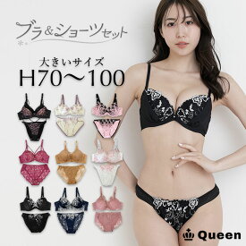 大きいサイズ ブラジャー ショーツセット レディース 下着 H70 H75 H80 H85 H90 H95 H100 モールドカップ 大きめアンダー ランジェリー