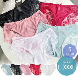 大きいサイズ ショーツ シースルー パンティ レディース 下着 ランジェリー 無地 バックレース L LL 3L 4L ブルー ブラック ピンク レッド ホワイト