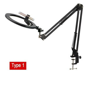 【本日最大20%Offクーポン&P5倍】LEDリングライト スマホホルダー スタンド 撮影 ライブ配信 リモートワーク 会議 テレビ電話 角度調整