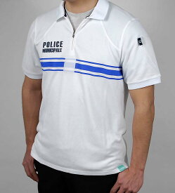 フランス自治体警察 POLICE MUNICIPALE ホワイト ハーフジップ ポロシャツ 新品 F99N-