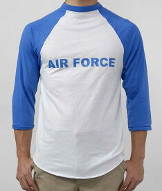 US．エアフォース、ブルー袖、ベースボールTシャツ(新品）BBAFB-
