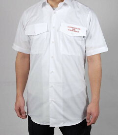 イギリス消防 ファイアー＆レスキュー ホワイト 半袖ワークシャツ 新品 B65N=