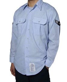 アメリカ空軍 USAF エアフォース メンズ 長袖ドレスシャツ 階級章付（USED）AF−LS−UW-