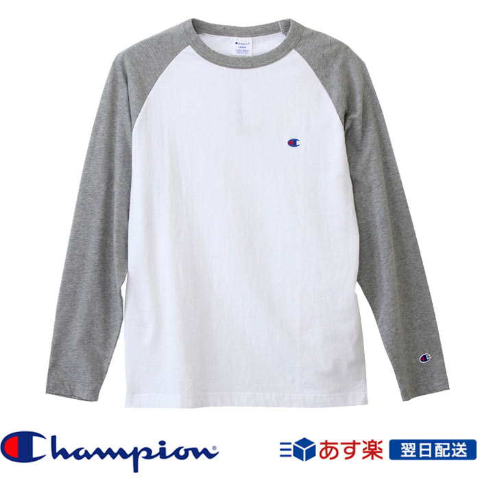 チャンピオン Champion ワンポイント 売れ筋がひ新作！ ロングスリーブTシャツ Tシャツ 最大44%OFFクーポン ラグラン ベーシック グレー ロンT C3-P402 Grey