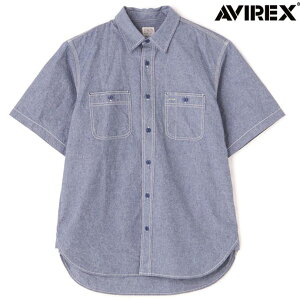 �A�r���b�N�X AVIREX �����V�����u���[�V���c BASIC CHAMBRAY S/S SHIRT 7833923003 �l�C�r�[ ��������