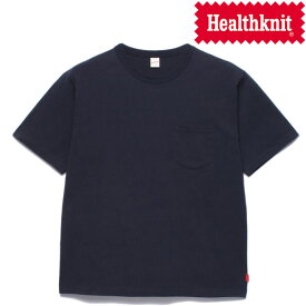ヘルスニット Healthknit マックスウェイト クルーネックポケット付きTシャツ Max Weight Jersey CrewNeck Pocket T-Shirts 51021 ネイビー 送料無料