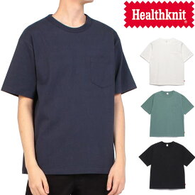 ヘルスニット Healthknit マックスウェイト クルーネックポケット付きTシャツ Max Weight Jersey CrewNeck Pocket T-Shirts 51021 オフホワイト ネイビー他 全4色 送料無料