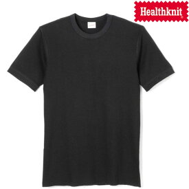 ヘルスニット Healthknit ベーシックワッフル クルーネック 半袖Tシャツ Waffle Crew Neck 602S ブラック 送料無料