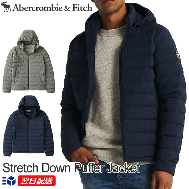 楽天市場 新作 アバクロ Abercrombie Fitch アバクロンビー フィッチ フード付きダウンジャケット Stretch Down Puffer ネイビー オリーブ 送料無料 Usカジュアル楽天市場店