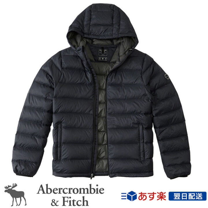 楽天市場 定番 アバクロンビー フィッチ 正規品 アバクロ Abercrombie Fitch メンズ フード付き ダウンジャケット アウター Lightweight Hooded Puffer Jacket Navy ネイビー 紺色 送料無料 Usカジュアル楽天市場店