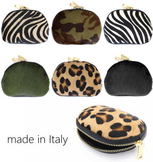【イタリア直輸入】【よりどり3個で送料無料】イタリア製カーフ革ハラコ風カウヘアーコンビポーチ型ウォレット(お財布ポーチ)【19D】ART5カーフヘアーカウヘアー本革コンビ