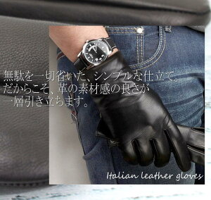 イタリア製レザー手袋メンズ/ナッパ革手袋カシミアライナー《ベーシック》GUA024-1
