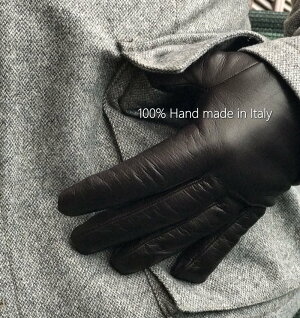 イタリア製レザー手袋メンズ/ナッパ革手袋カシミアライナー《ベーシック》GUA024-1
