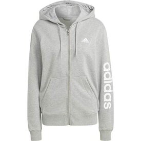 【送料無料】【5000円均一 】【廃番】adidas(アディダス) 長袖 スポーツ ウェアレディース ウィメンズ WESSリニアSWTFZフーディミディアムグレーヘザー×ホワイト ETS25-IC6866【24☆】