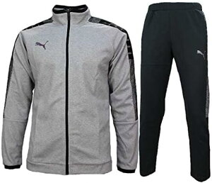 【送料無料】【XLサイズのみ】【廃番】 puma(プーマ)サッカー ウェア メンズ トレーニング ジャケット パンツ 上下セット ライトグレー×ブラック 656326-04-656327-01-XL【21★】【定番】