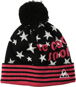 【送料無料】【2000円均一】【廃番メル】le coq sportif(ルコック) 防寒 帽子 キッズ ジュニア ガールズ ニットキャップ ブラック QMDQJC68-BLK【21★】