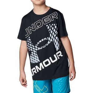 【送料無料】【2500円均一】【廃番追メル】UNDER ARMOUR(アンダー アーマー)スーパービッグロゴS/S Tシャツ ジュニア ブラック×ホワイト 1384684-001【24☆】