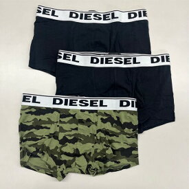 【送料無料】【5000円均一　XSサイズのみ】【廃番】DIESEL(ディーゼル) 3枚組 下着メンズ ボクサー パンツブラック×ブラック×グリーン CKY3-RHASO-E4113-XS【23☆】