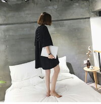 Tシャツ7分袖レディースカットソートップスビッグロングラウンドネックおしゃれ可愛いブラックメール便2019春夏新作L/XL/2XL【8860-gt435c】【予約販売:15-20日】【送料無料】メ込