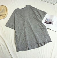 Tシャツ7分袖レディースカットソートップスビッグロングラウンドネックおしゃれ可愛いブラックメール便2019春夏新作L/XL/2XL【8860-gt435c】【予約販売:15-20日】【送料無料】メ込