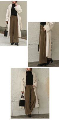 日本製コットンワイドパンツハンガー付きワイドパンツレディース楽ちん綿きれいめウエストゴムイージーパンツ仕事オフィス楽ちんボトムスブラック2020秋冬新作M/L【lgww-at2937】【予約販売:12月10日入荷予定順次発送】【送料無料】宅込