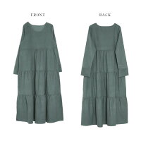 コーディロイティアードワンピースワンピースロングレディース長袖マキシ丈ロング丈フレアフリル体型カバー大人マタニティおしゃれ可愛いブラックメール便2020秋冬新作フリー【lgww-at4278】【予約販売:1月14日入荷予定順次発送】【送料無料】メ込