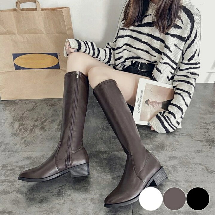 楽天市場 秋再販 スクエアトゥロングブーツ ロングブーツ 無地 シンプル ローヒール 楽ちん サイドジップ きれいめ Ol 韓国服 韓国ファッション K3 Wry99 即納 1 5営業日 送料無料 宅込 La Gemme ラジエム