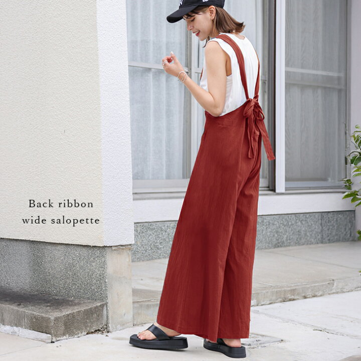 楽天市場】【60％OFFクーポン対象】バックリボン サロペット 
