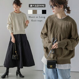 【半額クーポン対象】選べる2タイプ ニット 使える万能ニット ショート丈 ロング丈 トップス レディース 柔らか おすすめ カラバリ豊富 2025秋冬 【lstp304-365】【即納：1-5営業日】【送料無料】メ込4