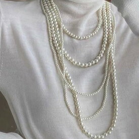 【半額クーポン対象】5連 パール ネックレス ロング ボリューミー カジュアル フォーマル 結婚式 入卒業式 入卒園 ママ おすすめ レディース オシャレ トレンド 人気 プチプラ 韓国ファッション 【azk512-268】【予約販売：3月12日入荷予定順次発送】【送料無料】メ込2