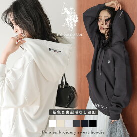 【クーポンで3,990円】U.S. POLO ASSN. 別注 ロゴ刺繍 裏起毛 フーディ パーカー 大人カジュアル ワンポイント ポロ 長袖 トップス レディース おしゃれ 2026冬新作 【lstpaw25-pl003】【即納：1-5営業日】【送料無料】宅込