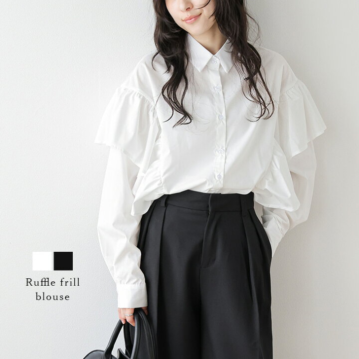楽天市場】【60％OFFクーポン対象】トップス ラッフルフリル ブラウス 