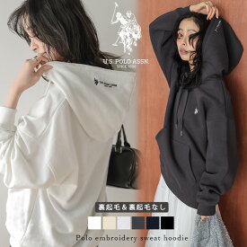 9/26 10:00～24h限定【クーポンで3,880円】U.S. POLO ASSN. 別注 ロゴ刺繍 フーディ パーカー 大人カジュアル ワンポイント ポロ 長袖 裏起毛 トップス レディース おしゃれ 2026秋冬作 【lstpaw25-pl003】【即納：1-5営業日】【送料無料】宅込
