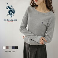 【半額クーポン対象】U.S. POLO ASSN. 別注 ロゴ刺繍 リブ生地 ロンT 長袖 シンプル ワンポイント刺繍 コ…