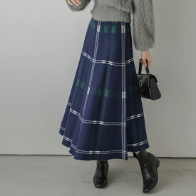 【半額クーポン対象】ニット スカート フレア ロング ジャガードニット チェック柄 キレイめ 美シルエット トレンド レディース おすすめ おしゃれ 2026秋冬新作【lsskaw24-795】【即納&予約：9月17日入荷予定順次発送】【送料無料】60込