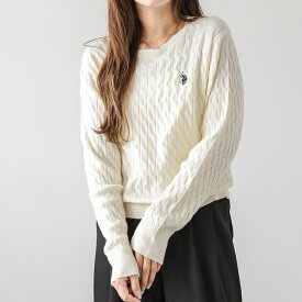 U.S. POLO ASSN. 別注 ロゴ刺繍 ケーブルニット ユニセックス Lサイズ ワンポイント トップス ニット レディース おすすめ おしゃれ メール便 2026秋冬新作 【lstpaw25-pl002】【即納：1-5営業日】【送料無料】メ込2