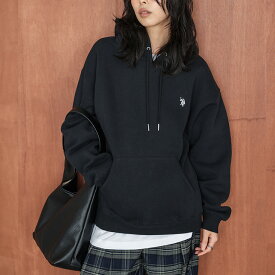 【半額クーポン対象】U.S. POLO ASSN. 別注 ロゴ刺繍 裏起毛 フーディ パーカー 大人カジュアル ワンポイント ポロ 長袖 トップス レディース おしゃれ 2025秋冬新作 【lstpaw25-pl003】【即納：1-5営業日】【送料無料】宅込
