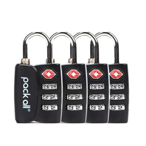 pack all TSAロック3桁ダイヤル式 南京錠 アメリカ安全運送局認定 防犯グッズ 海外旅行 出張