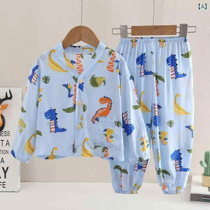 子供用 キッズ パジャマ 部屋着 ルームウェア ナイトウェア かわいい プリント 柄物 赤ちゃん用品 快適 上下セット ズボン パンツ 夏 薄手 Vネック 恐竜