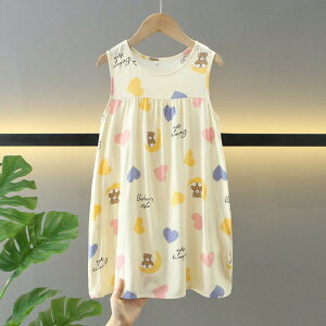 子供用 キッズ パジャマ ワンピース 部屋着 ルームウェア ナイトウェア かわいい プリント 柄物 赤ちゃん用品 ガーリー 夏 ナイトドレス 薄手 ノースリーブ