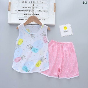 子供用 キッズ パジャマ 部屋着 ルームウェア かわいい プリント 柄物 赤ちゃん用品 快適 上下セット ズボン 夏 薄手 ノースリーブ ショートパンツ 恐竜